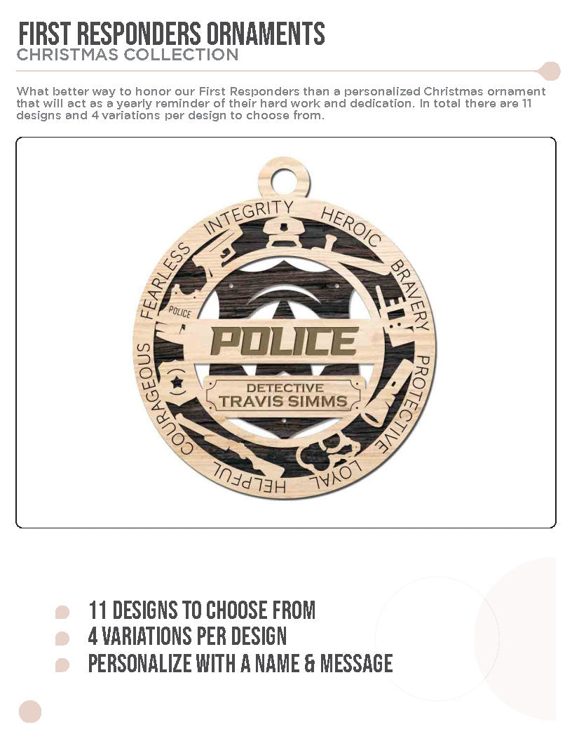 First Responder Ornaments - Customizable